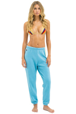 5 STRIPE SWEATPANTS - AQUA // WHITE NEON