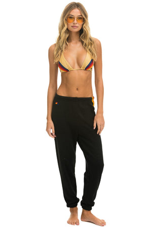 5 STRIPE SWEATPANTS - BLACK