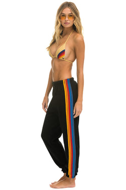 5 STRIPE SWEATPANTS - BLACK