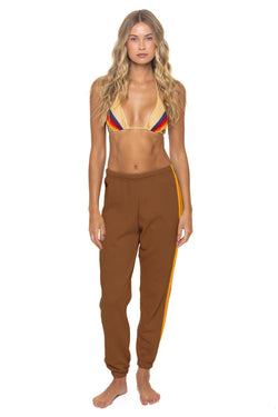 5 STRIPE SWEATPANTS - CINNAMON