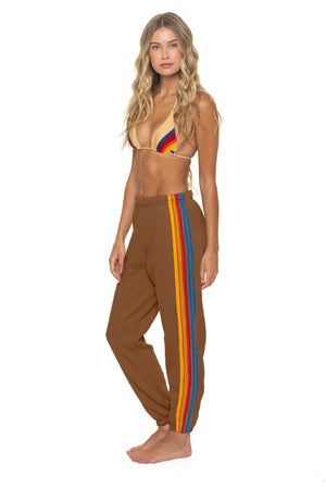 5 STRIPE SWEATPANTS - CINNAMON