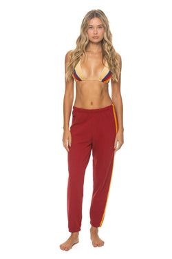 5 STRIPE SWEATPANTS - CRIMSON