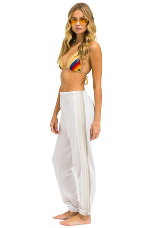 5 STRIPE RELAXED ZIP HOODIE - DOVE GREY // NEON