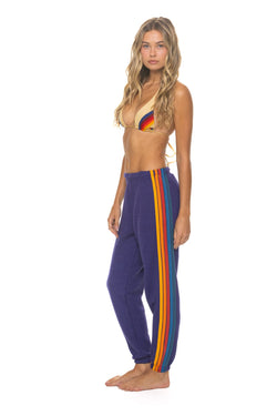 5 STRIPE SWEATPANTS - DEEP PURPLE