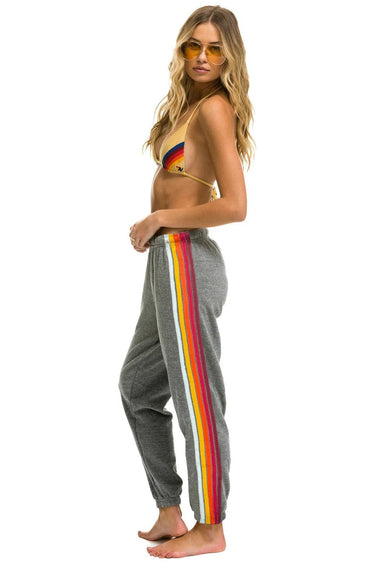 5 STRIPE SWEATPANTS - HEATHER // RAINBOW WHITE