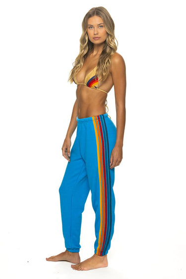 5 STRIPE SWEATPANTS - NEON BLUE