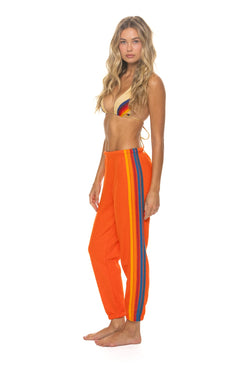 5 STRIPE SWEATPANTS - ORANGE