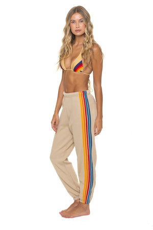 5 STRIPE SWEATPANTS - SAND