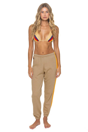 5 STRIPE SWEATPANTS - TAN