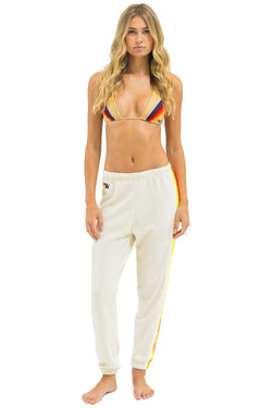 5 STRIPE SWEATPANTS - VINTAGE WHITE // WHITE NEON