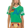 Aviator Nation Logo V-Neck Jersey Boyfriend Tee in kelly green with a white logo