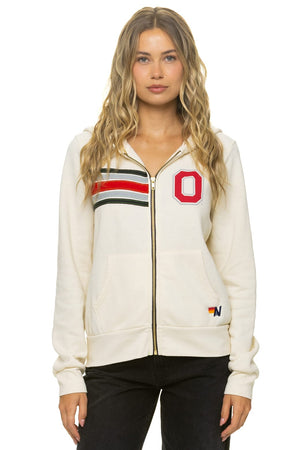 OHIO STATE 5 STRIPE ZIP HOODIE - VINTAGE WHITE