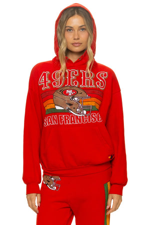 SAN FRANCISCO 49ERS HELMET RELAXED PULLOVER HOODIE - RED