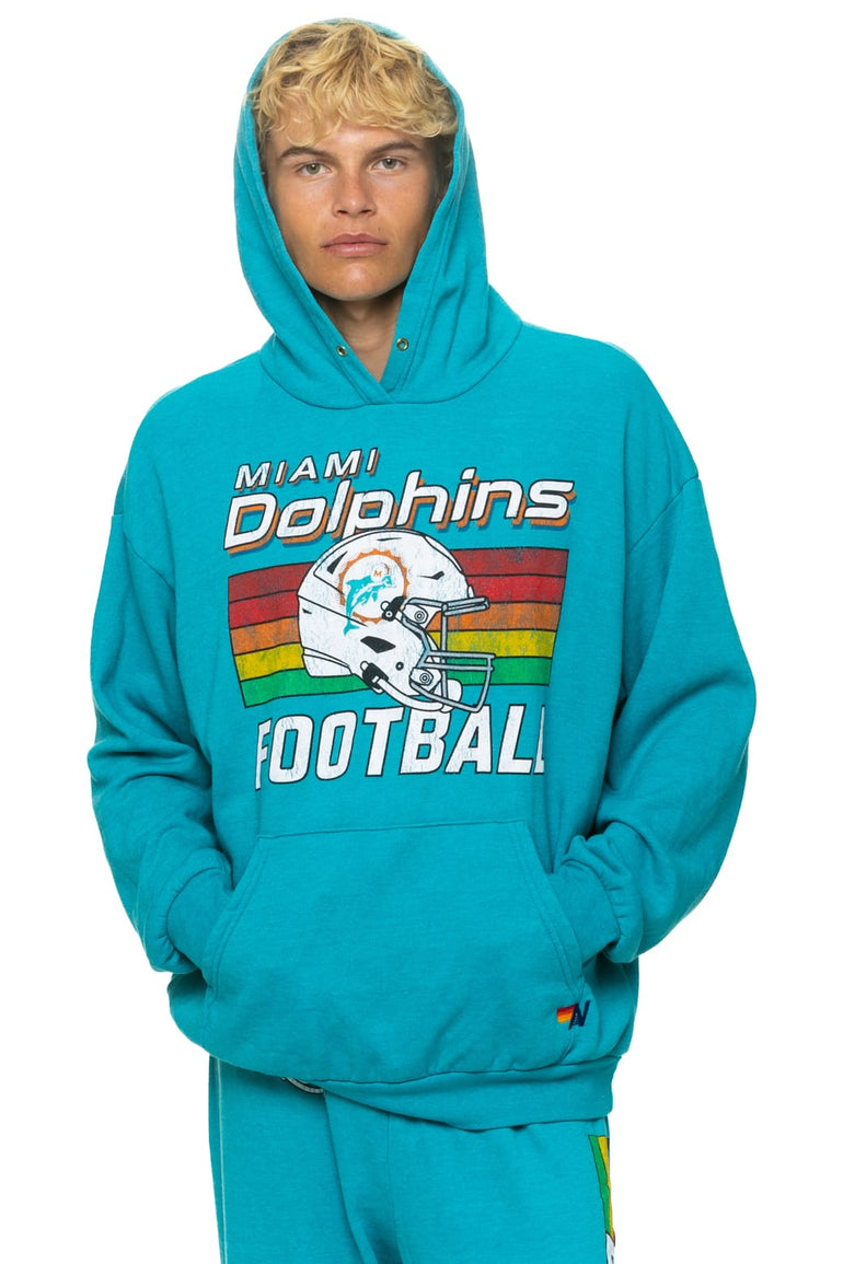 MIAMI DOLPHINS HELMET RELAXED PULLOVER HOODIE - MARINE BLUE