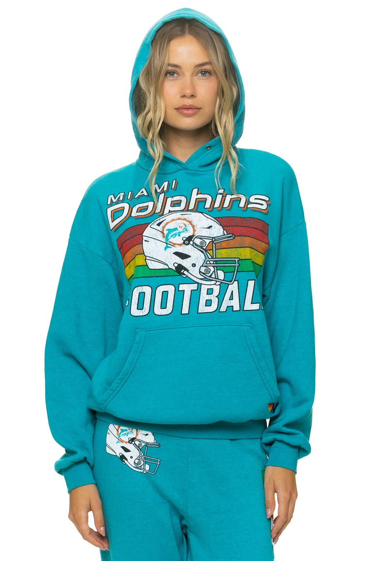 MIAMI DOLPHINS HELMET RELAXED PULLOVER HOODIE - MARINE BLUE