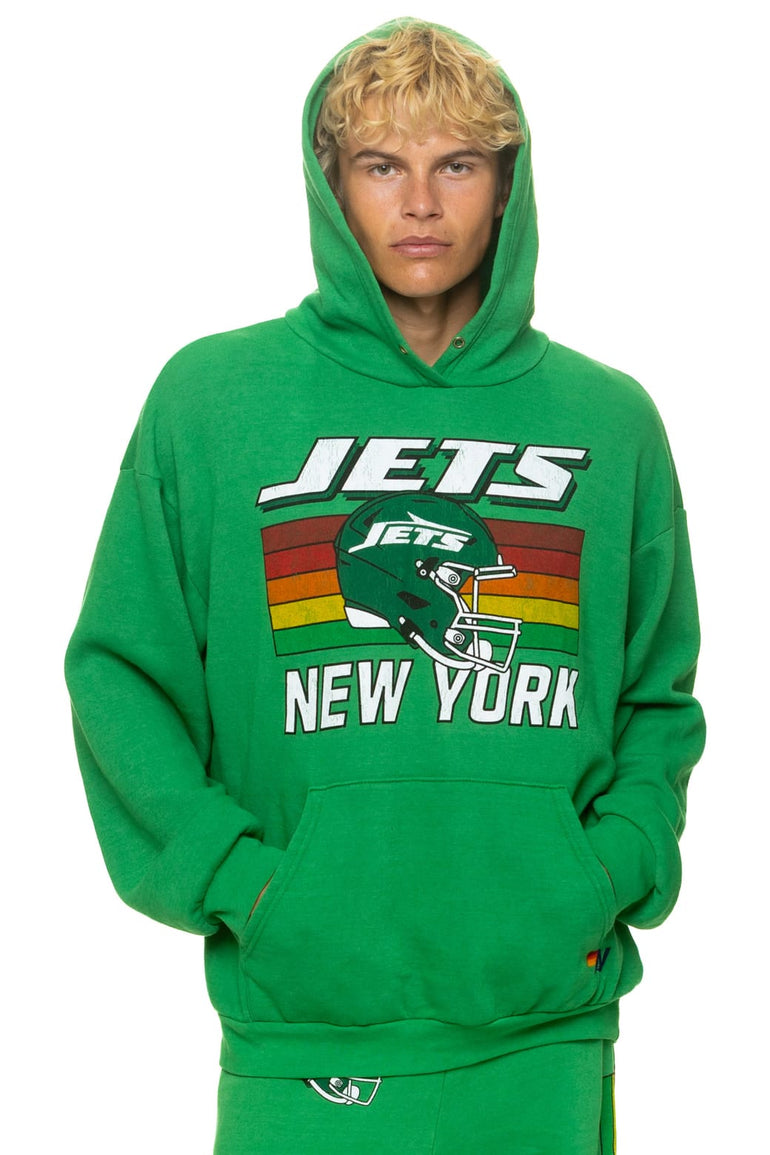 NEW YORK JETS HELMET RELAXED PULLOVER HOODIE - KELLY GREEN