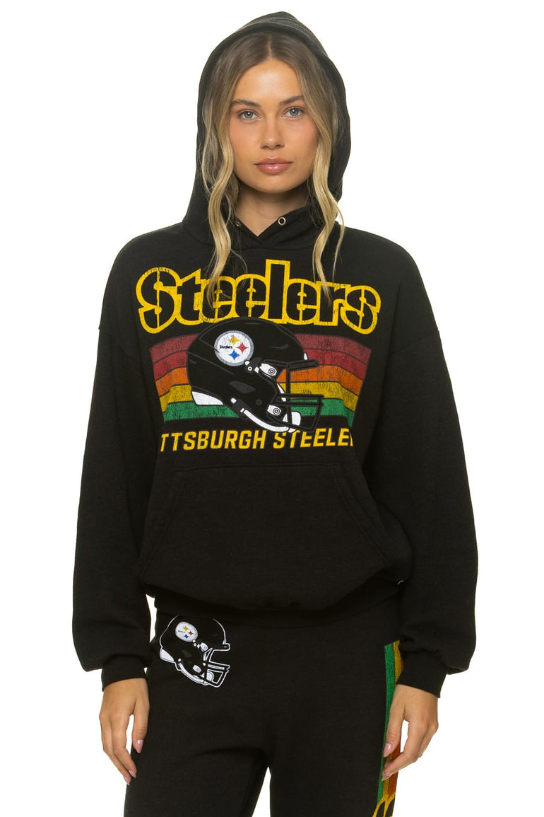 PITTSBURGH STEELERS HELMET RELAXED PULLOVER HOODIE - BLACK