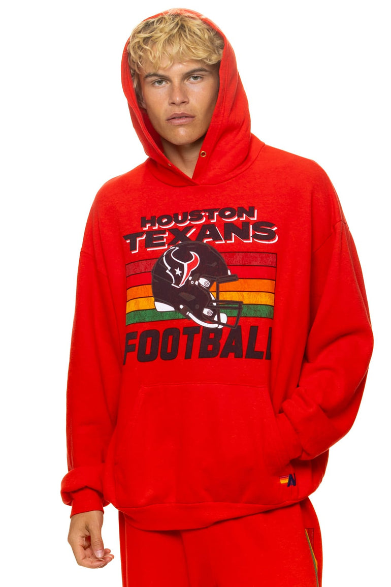 HOUSTON TEXANS HELMET RELAXED PULLOVER HOODIE - RED