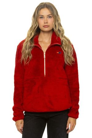 TEDDY UNISEX HALF ZIP JACKET - CHERRY