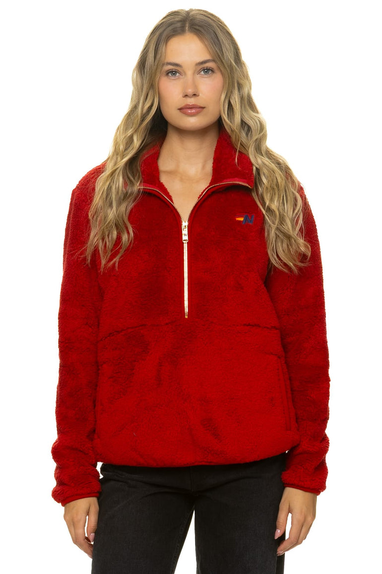 TEDDY UNISEX HALF ZIP JACKET - CHERRY