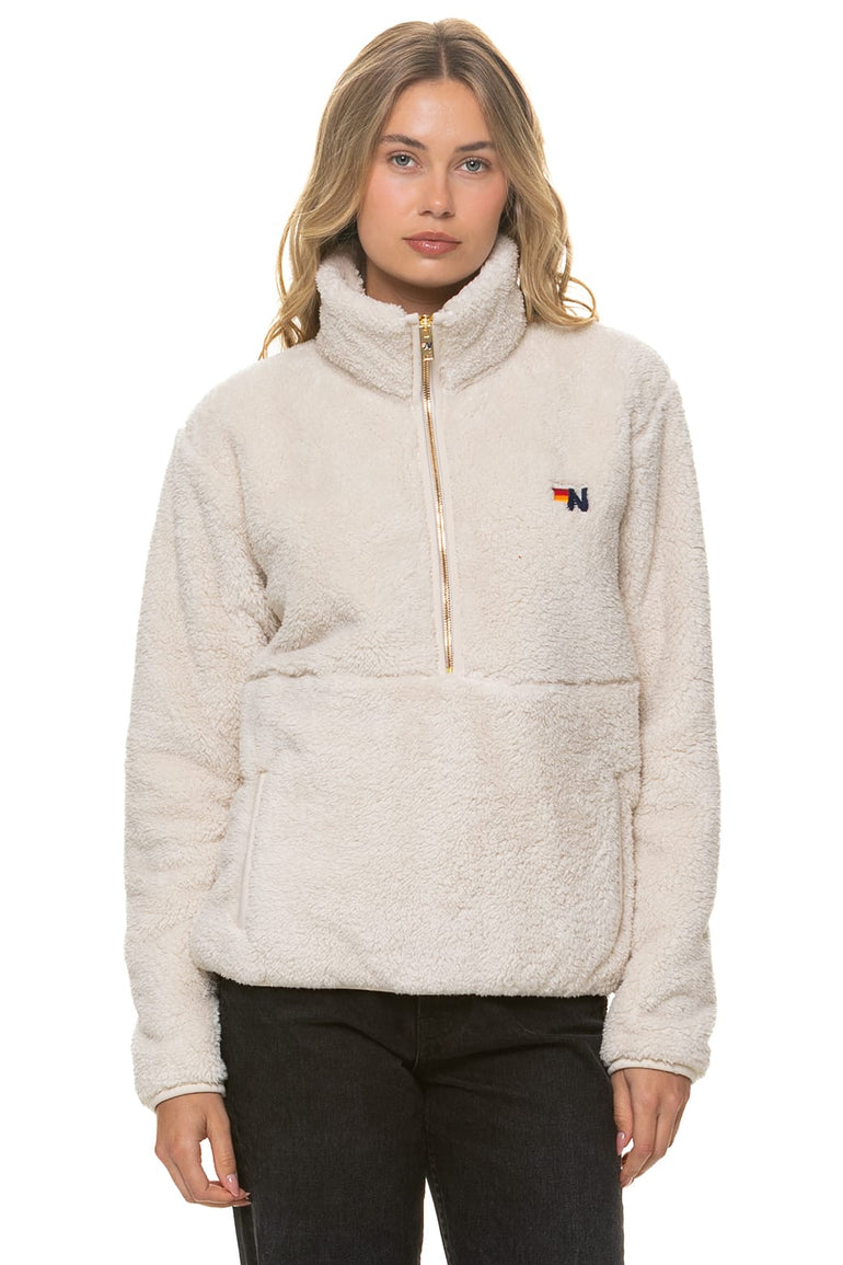 TEDDY UNISEX HALF ZIP JACKET - VINTAGE WHITE