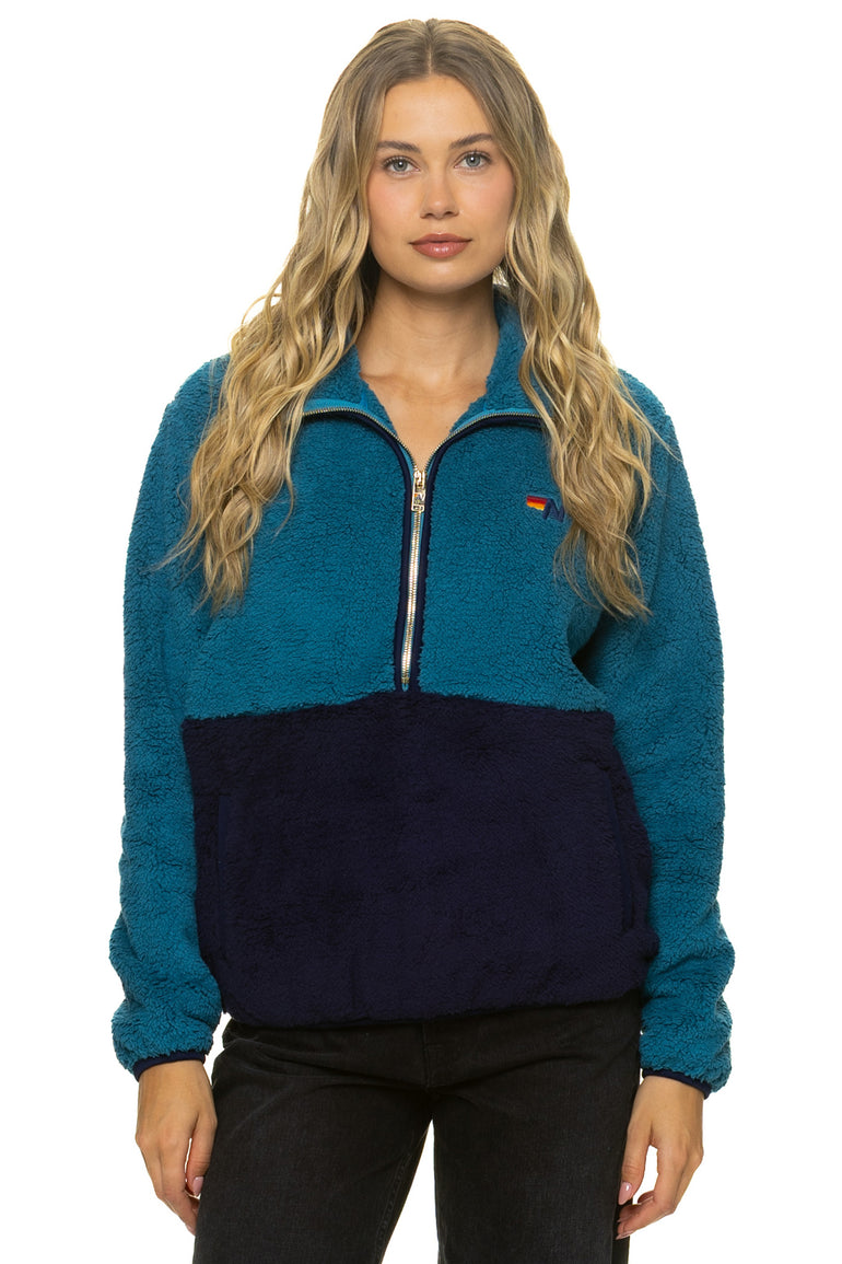 TEDDY UNISEX HALF ZIP COLOR BLOCK JACKET - CAPRI
