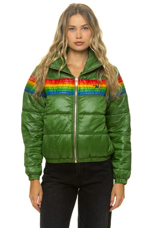 6 STRIPE LUXE APRES PUFFER JACKET - GLOSSY GARDEN GREEN