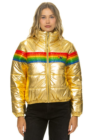 6 STRIPE LUXE APRES PUFFER JACKET - GLOSSY GOLDEN