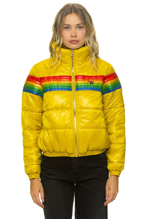 6 STRIPE LUXE APRES PUFFER JACKET - GLOSSY HONEY