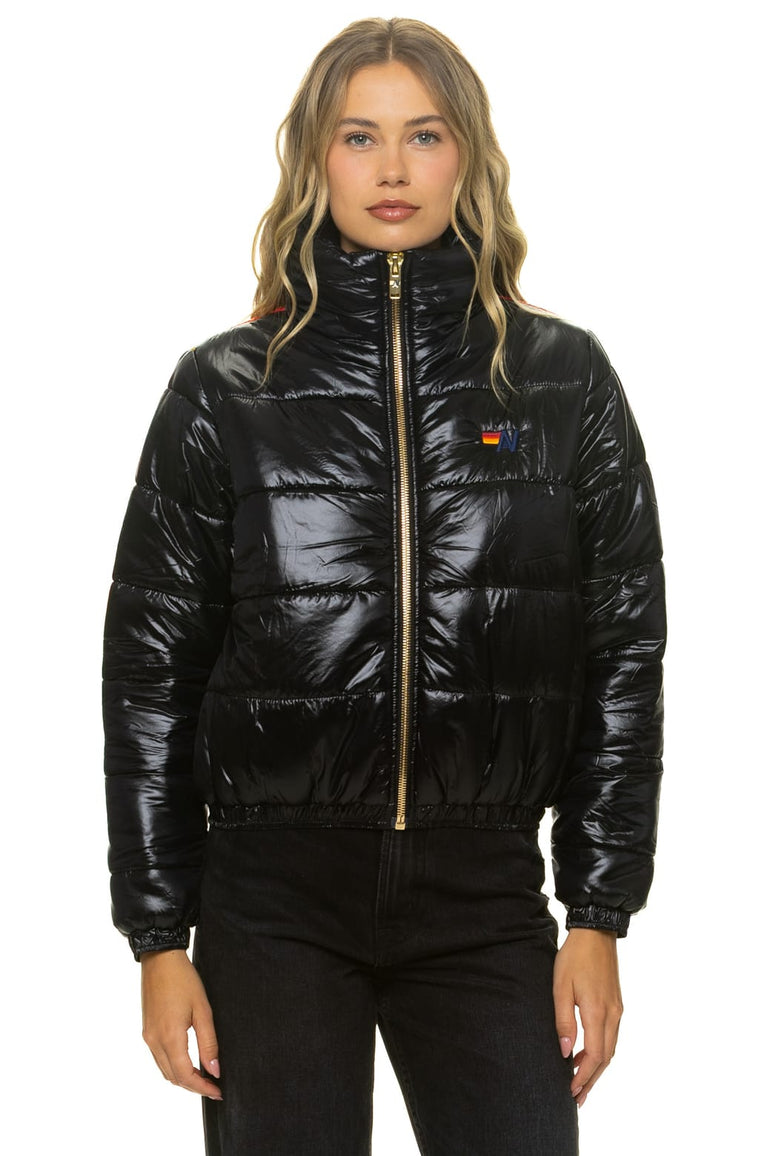SUNBURST APRES PUFFER JACKET - GLOSSY BLACK