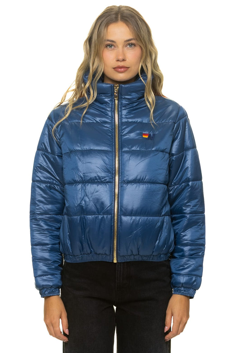 SUNBURST APRES PUFFER JACKET - GLOSSY DEEP BLUE