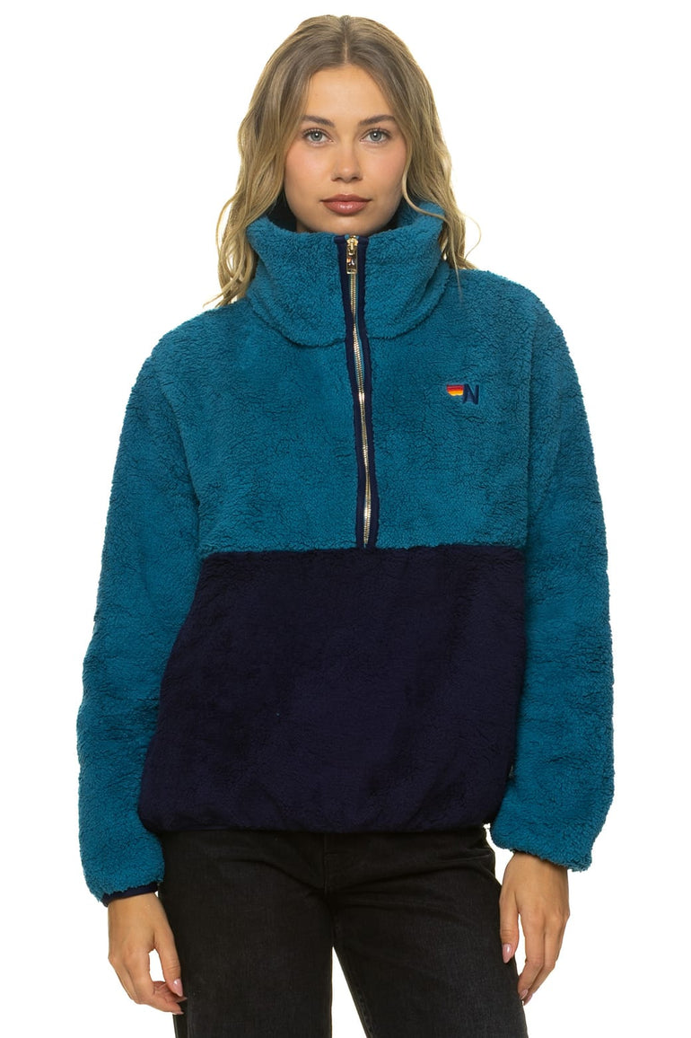 TEDDY APRES HALF ZIP COLOR BLOCK JACKET - CAPRI