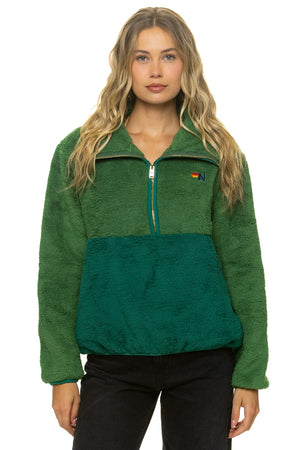 TEDDY APRES HALF ZIP COLOR BLOCK JACKET - GARDEN GREEN