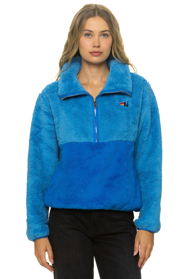 TEDDY APRES HALF ZIP COLOR BLOCK JACKET - OCEAN