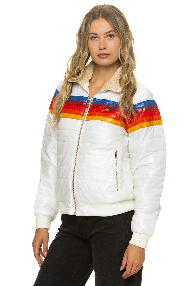 5 STRIPE JACKET -  WHITE GLOSSY
