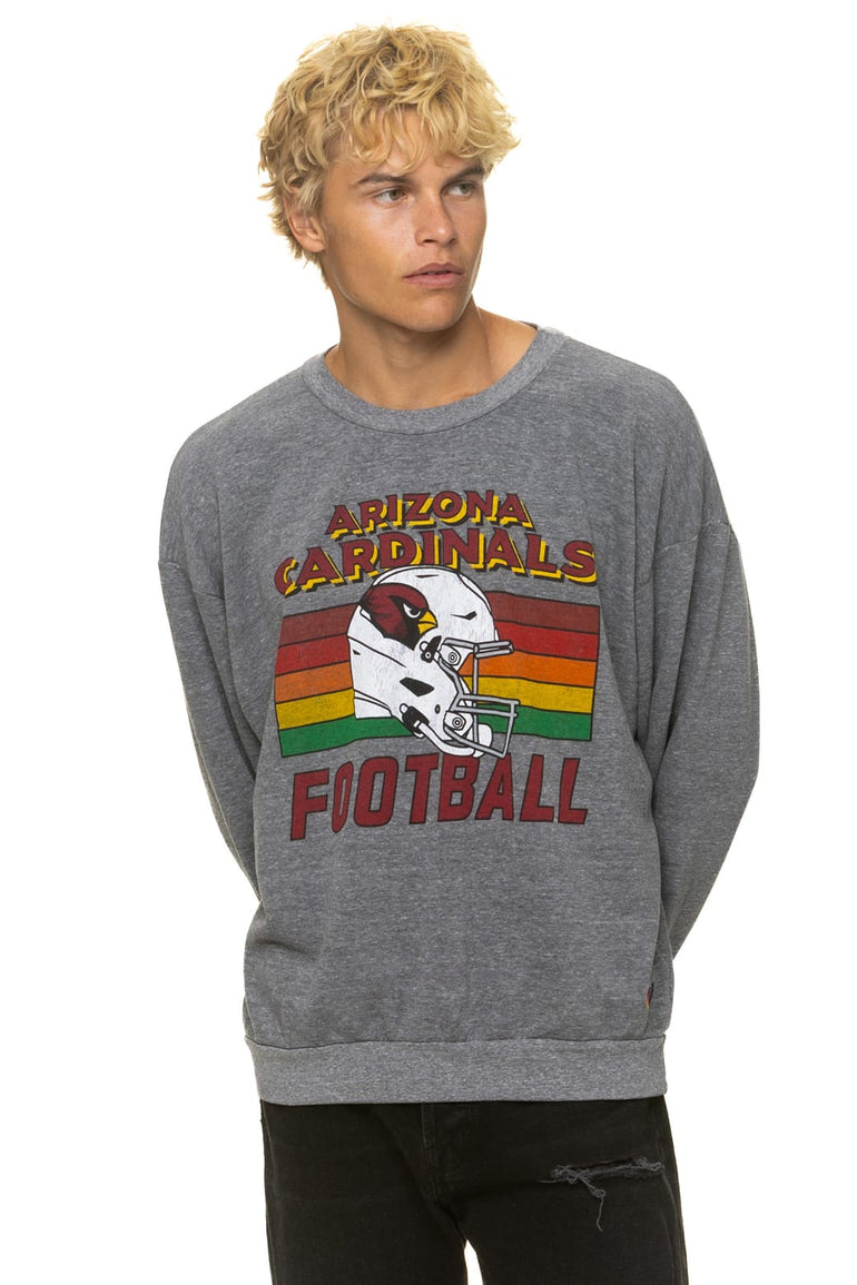 ARIZONA CARDINALS HELMET RELAXED CREW SWEATSHIRT - HEATHER GREY