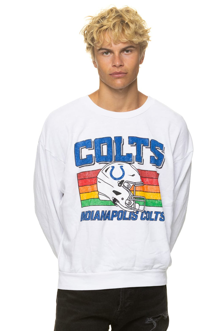 INDIANAPOLIS COLTS HELMET RELAXED CREW SWEATSHIRT - WHITE