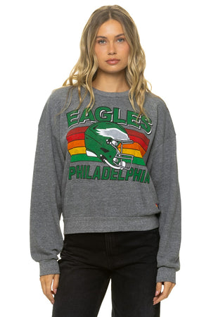 PHILADELPHIA EAGLES HELMET RELAXED CREW SWEATSHIRT - HEATHER