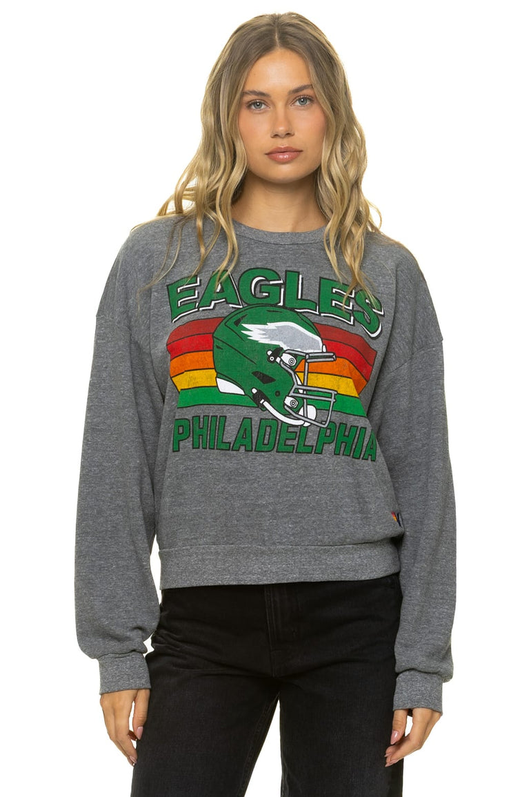 PHILADELPHIA EAGLES HELMET RELAXED CREW SWEATSHIRT - HEATHER