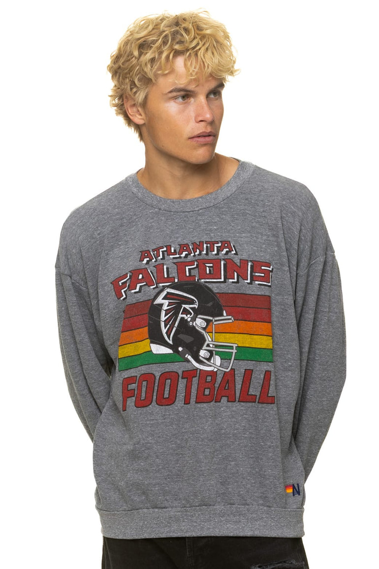 ATLANTA FALCONS HELMET RELAXED CREW SWEATSHIRT - HEATHER GREY