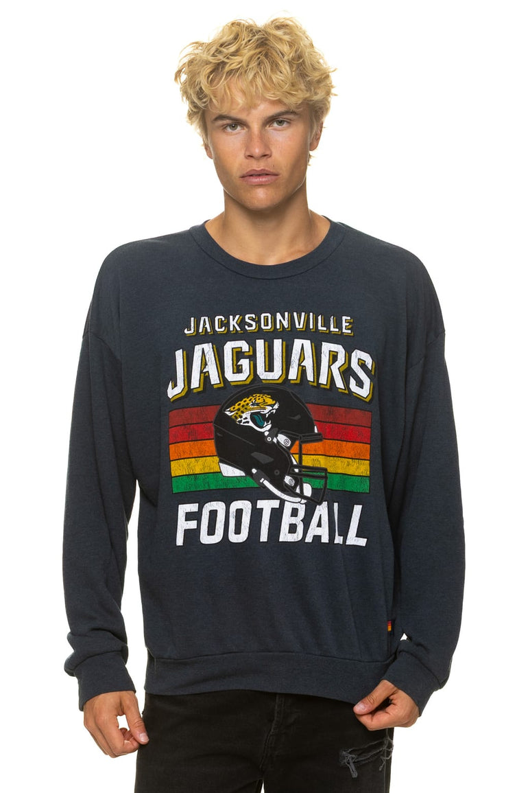 JACKSONVILLE JAGUARS HELMET RELAXED CREW SWEATSHIRT - CHARCOAL