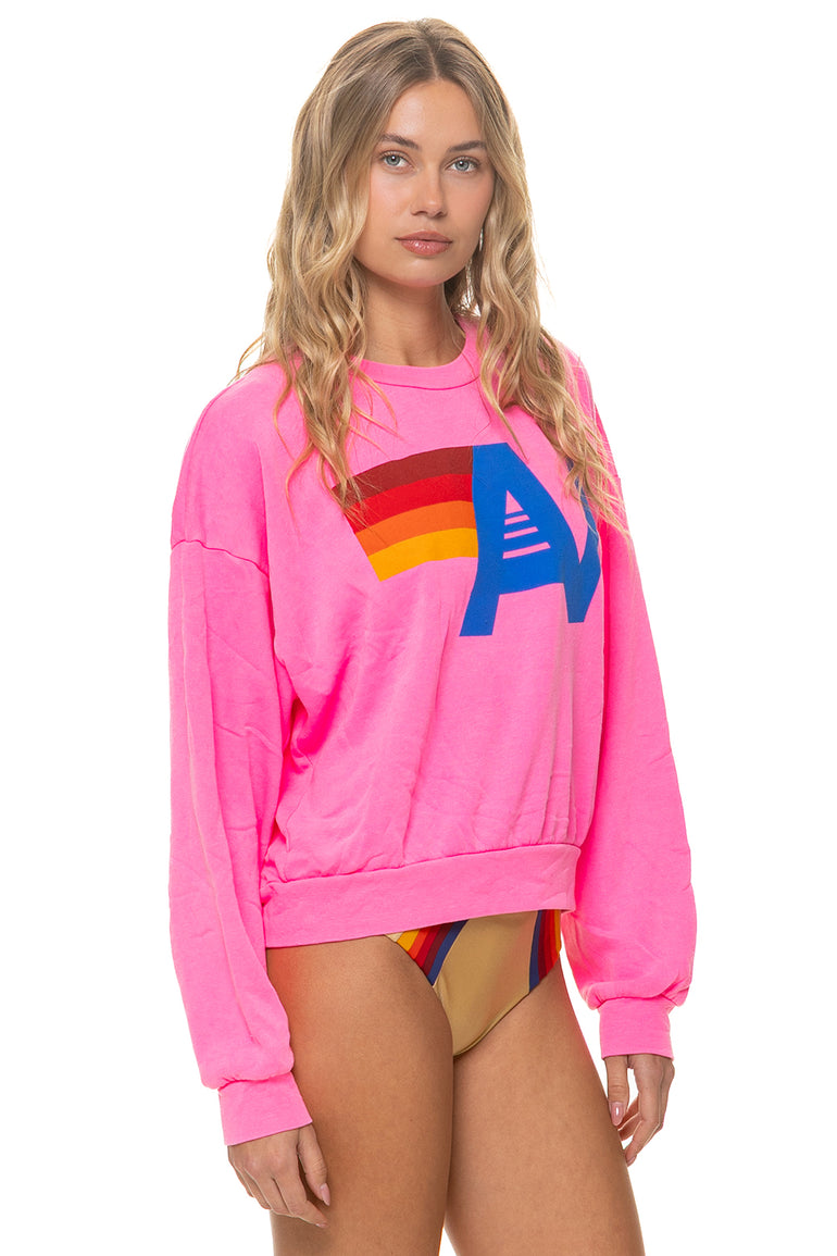 LOGO RELAXED CREW SWEATSHIRT - NEON PINK
