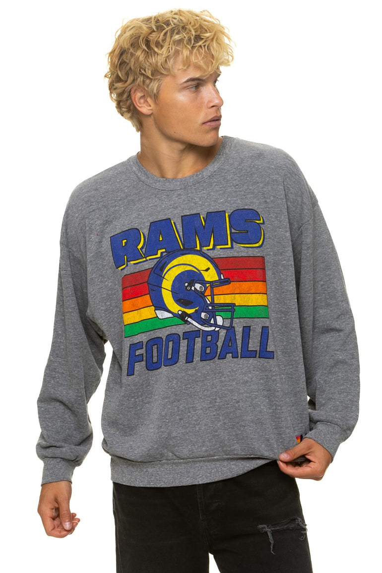 LOS ANGELES RAMS HELMET RELAXED CREW SWEATSHIRT - HEATHER
