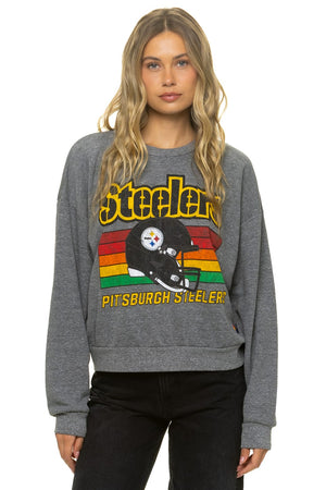 PITTSBURGH STEELERS HELMET RELAXED CREW SWEATSHIRT - HEATHER