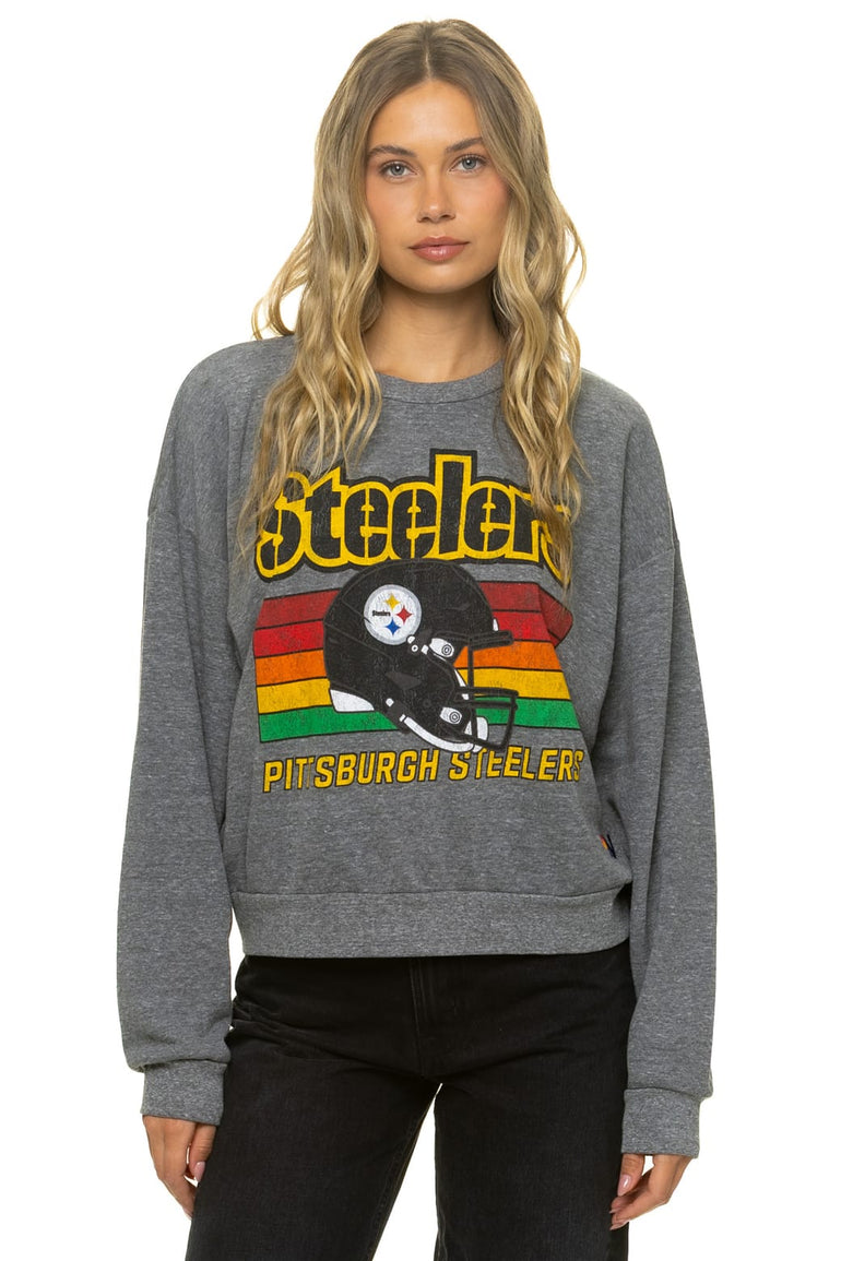 PITTSBURGH STEELERS HELMET RELAXED CREW SWEATSHIRT - HEATHER
