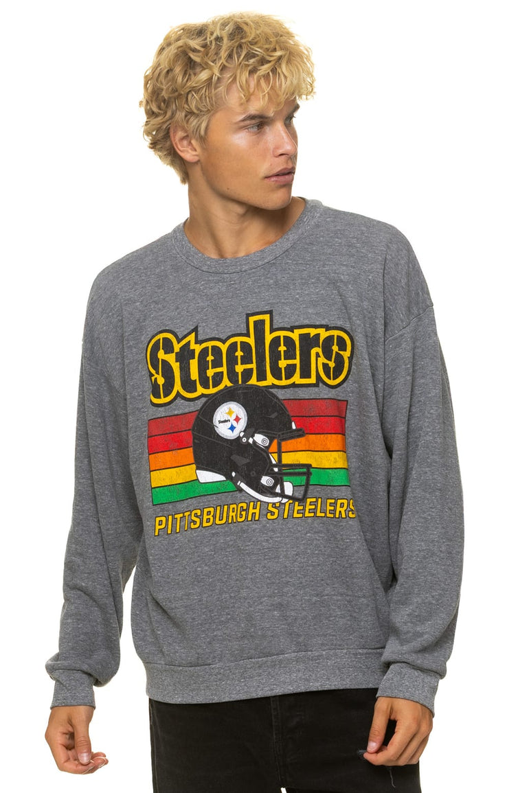 PITTSBURGH STEELERS HELMET RELAXED CREW SWEATSHIRT - HEATHER