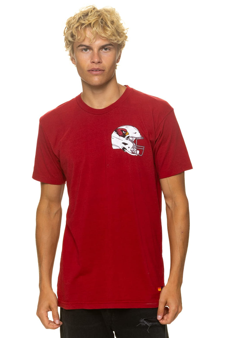 ARIZONA CARDINALS HELMET CREW TEE SHIRT - CRIMSON