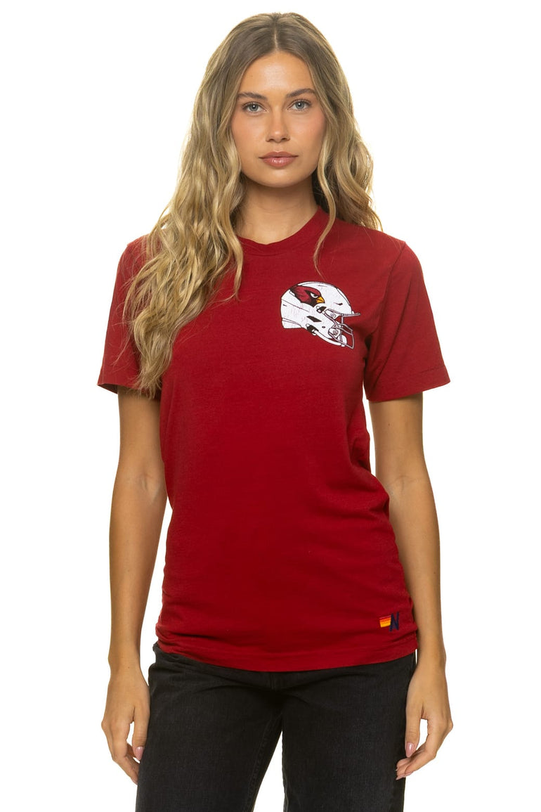 ARIZONA CARDINALS HELMET CREW TEE SHIRT - CRIMSON