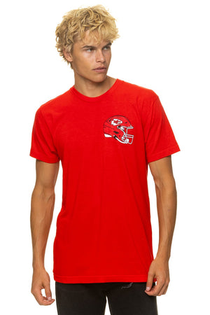 KANSAS CITY CHIEFS HELMET CREW TEE SHIRT - RED