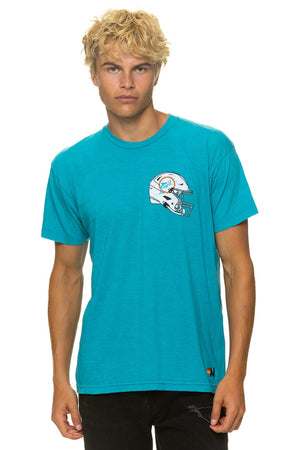 MIAMI DOLPHINS HELMET CREW TEE SHIRT - MARINE BLUE